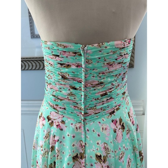 Allure Bridals Strapless Sweetheart Floral Ruched Maxi Dress Size 12 - Picture 8 of 10